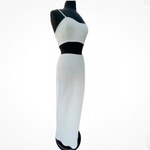 House of Harlow 1960 blue grey maxi skirt and crop top set